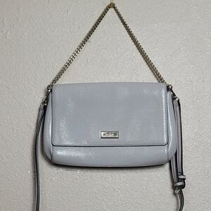 KATE SPADE Laurel Way Greer Crossbody Shoulder Bag Gray Leather Crossbody Strap